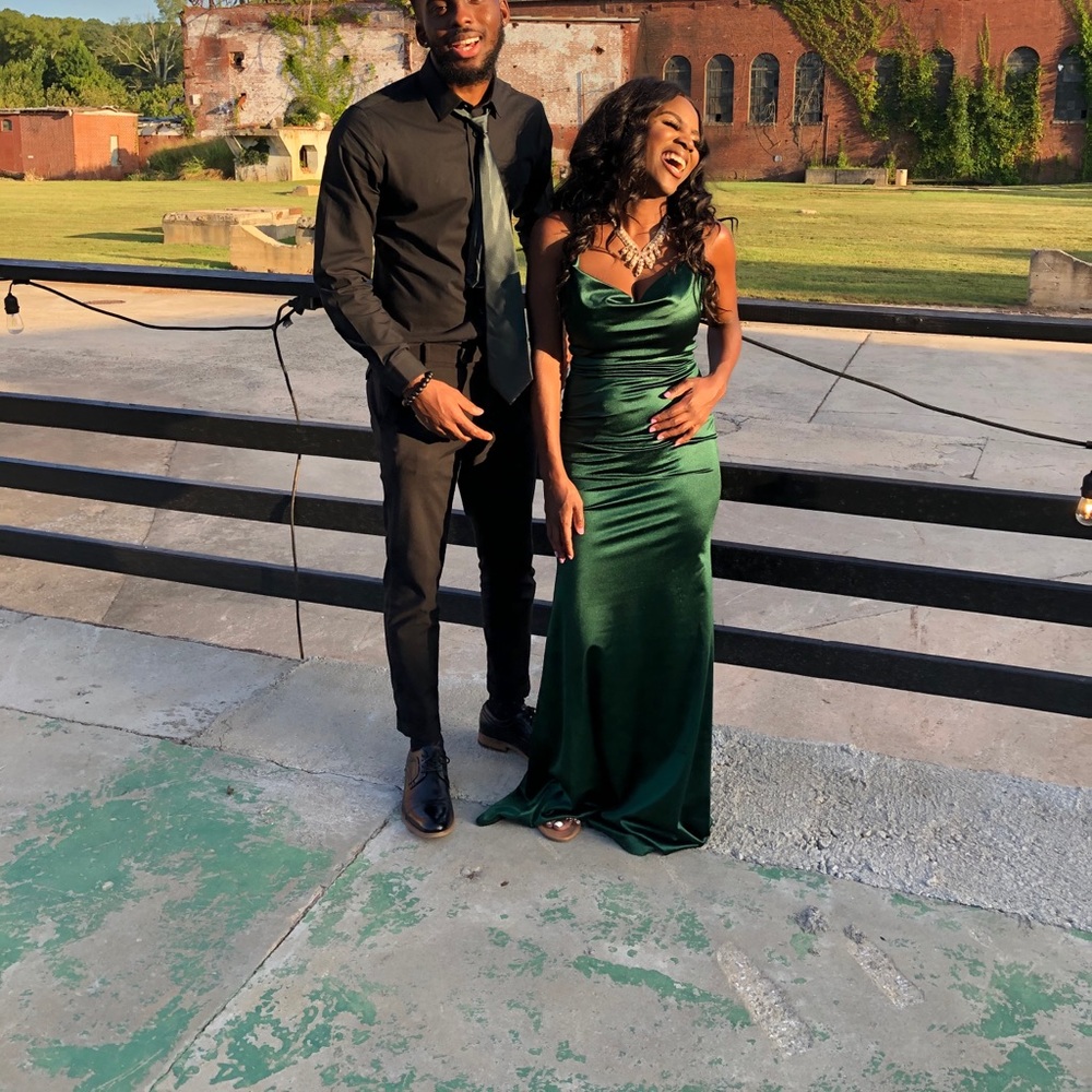 NALA COWL NECK SATIN DRESS